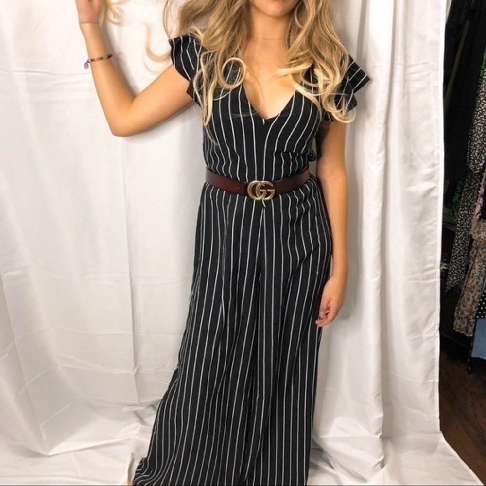 Stripped jumpsuit wide leg pants - Picture 6 of 12
